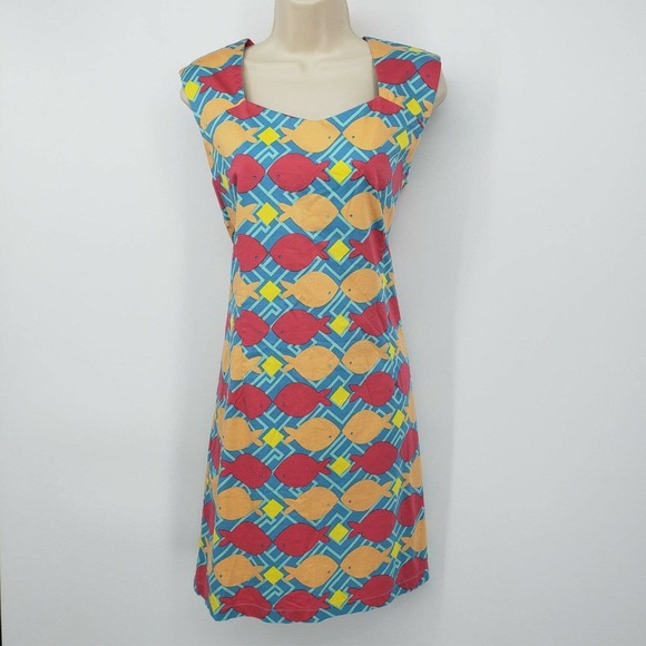 Tracy Negoshian Dresses & Skirts - Summer Dress L Fish Sleeveless Cutout Back Stretch
